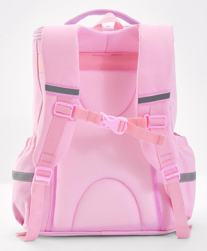 Bonfino School Bag, Night Reflective Light, S-Spine Curve Support, Heat-Dissipating Mesh Back, 6 Years+, Pink - 17 Inches