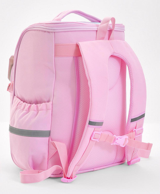 Bonfino School Bag, Night Reflective Light, S-Spine Curve Support, Heat-Dissipating Mesh Back, 6 Years+, Pink - 17 Inches