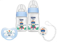 مجموعة زجاجات الرضاعة وي بيبي - ليتل هيروز - باللون الأزرق_1