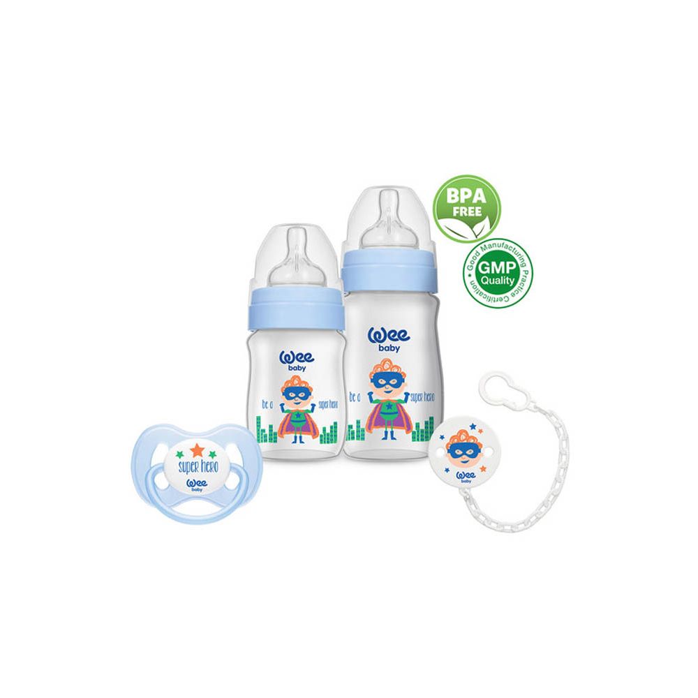 Wee baby - Little Heroes Feeding Bottle Starter Set - Blue