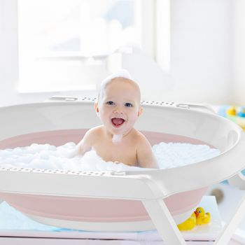 بيبي جيم طقم حمام قابل للطي مكون من 5 قطع للأطفال حديثي الولادة، أزرق، 0 أشهر فما فوق