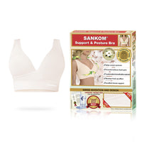 Sankom - Patent Organic Cotton Bra For Back Support, Ivory _