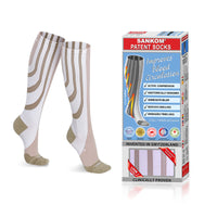Sankom - Patent Active Compression Socks, White & Beige_