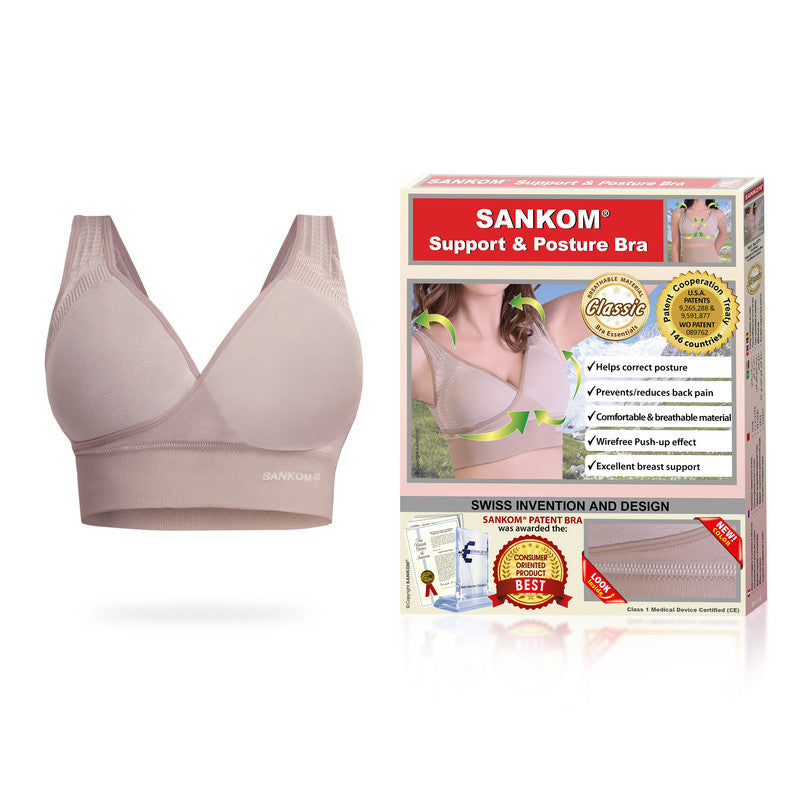 Sankom - Patent Classic Bra For Back Support, Beige 