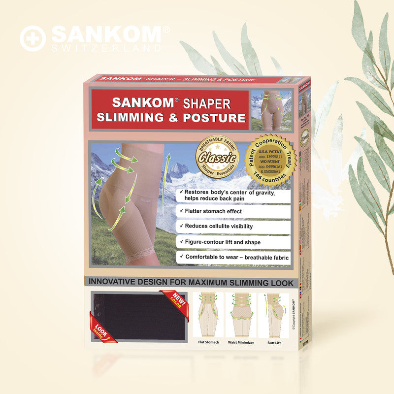 Sankom - Patent Short Shaper with Lace, Black