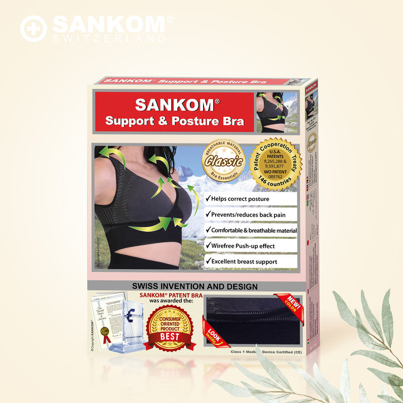 Sankom - Patent Classic Bra For Back Support, Black