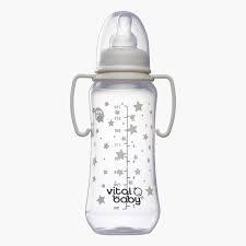 Vital Baby Nurture Perfectly Simple Baby Feeding Bottle with Handles, 250ml, 0+ Months, Clear