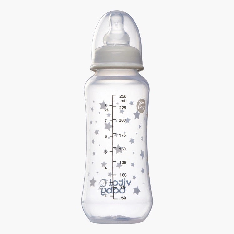 Vital Baby Nurture Perfectly Simple Baby Feeding Bottle, 240ml, 3 Pieces, 0+ Months, Clear