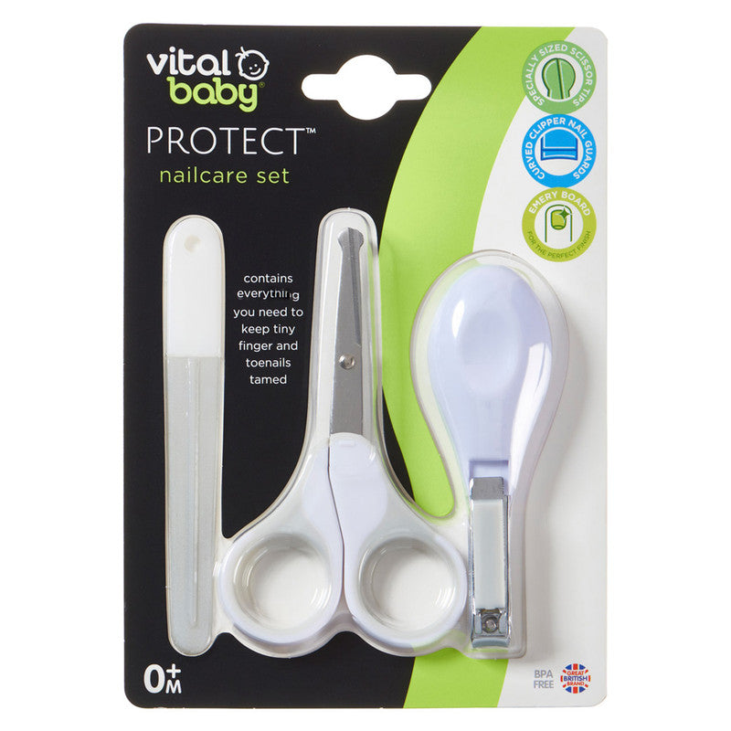 Vital Baby Protect Nailcare Set, 3-Piece, White, 0 Months+