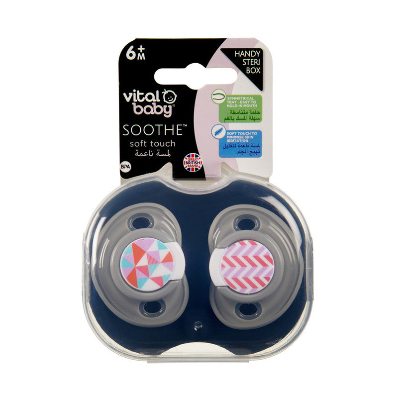 Vital Baby Soothe Soft Touch Handy Steri Box for 6M+ Girls, 2-Piece, Multicolour, 6 Months+