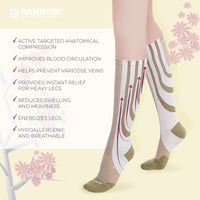 Sankom - Patent Active Compression Socks, White & Beige_6