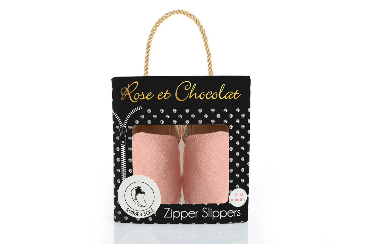 Rose et Chocolat Zipper Rubber Soles Shoes Pink Rose