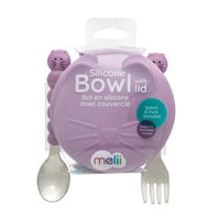 melii Purple Cat Spoon and Fork Set for Toddlers - Fun, Safe, Mess Free Self Feeding with Deep Spoon, Rounded Fork,  Kid Friendly Knife - BPA Free, Perfect for Developing Fine Motor Skills
