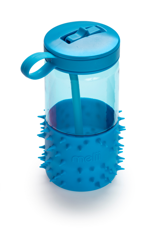 Melii Blue Spikey Water Bottle for Kids - Sensory Exploration with Soft Silicone Spikes, Leak Proof Straw, and Easy Grip Handle - BPA Free, Durable Tritan, Perfect for On-the-Go Hydration, 12 oz