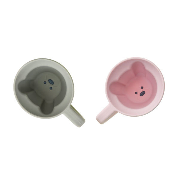 Melii Silicone Bear Mug - 2 Pack (Pink & Grey) 