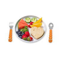 melii Colorful Animal Spoon & Fork Sets for Kids - Encourages Independent Feeding and Fine Motor Skills - BPA-Free, Dishwasher Safe - Brown Bear & Turquoise Shark (4 Pcs)_3