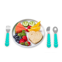 melii Colorful Animal Spoon & Fork Sets for Kids - Encourages Independent Feeding and Fine Motor Skills - BPA-Free, Dishwasher Safe - Brown Bear & Blue Shark (6 Pcs)_3