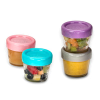 melii Glass Baby Food Containers - Airtight, Leakproof, Storage for Babies, Toddlers, Kids – BPA Free, Microwave & Freezer Safe - Set of 6, 4oz with Easy Open Lids