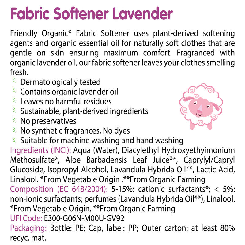 Friendly Organic 750ml Lavender Baby Fabric Softener, White