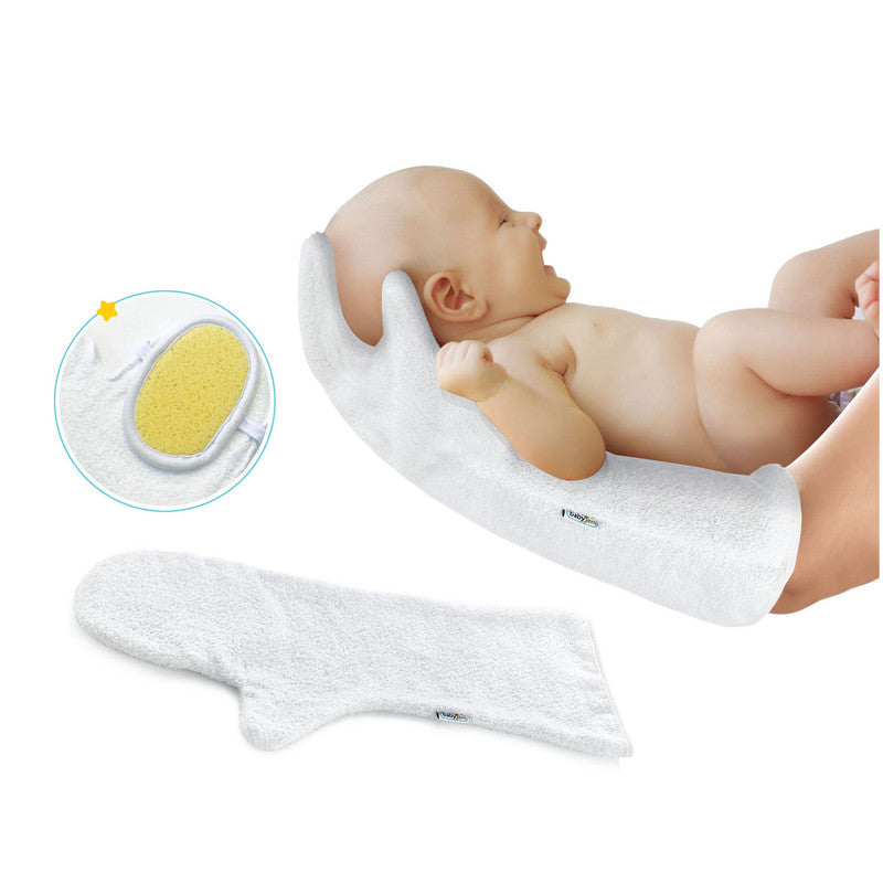 Babyjem Baby Bathing Glove, Newborn, White, 0 Months+
