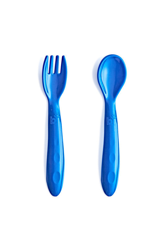 Babyjem Baby Spoon and Fork Set, 12+ Months, Blue