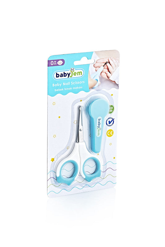 Babyjem 2-Piece Nail Scissors with Case Set for Babies, Newborn, Blue, 0 Months+