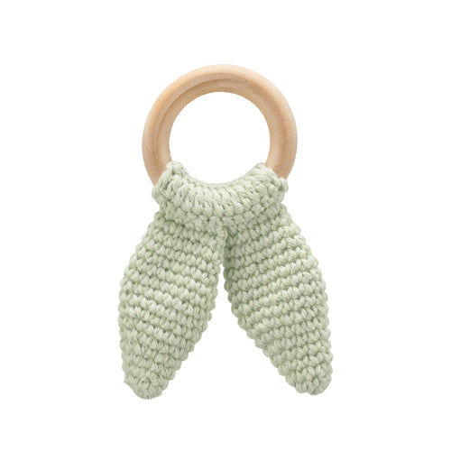 Babyjem Amigurumi Wooden Ring Teether for Baby, 4+ Months, Green