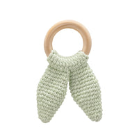 Babyjem Amigurumi Wooden Ring Teether for Baby, 4+ Months, Green_