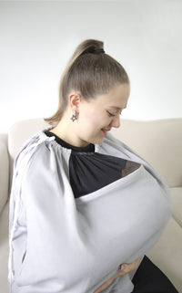 Babyjem Breast Feeding with Tulle Cover, Grey, Mother_3