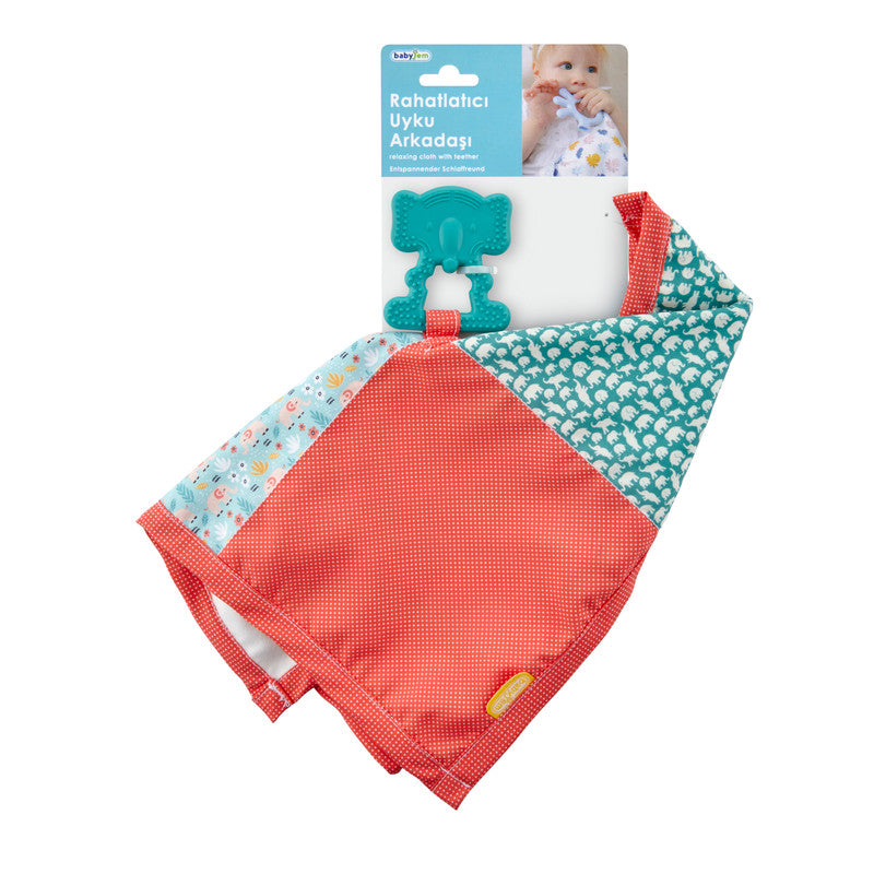 Babyjem Relaxing Cloth with Pathwork Teether, 0+ Months, Red