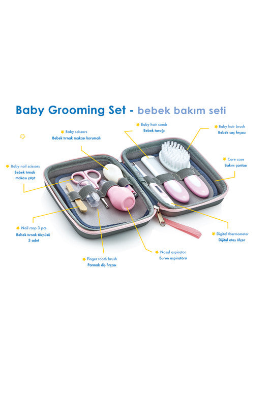Babyjem 9-Piece Baby Grooming Set for Babies, Newborn, Pink, 0 Months+