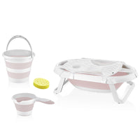 Babyjem 5-Piece Folding Bath Set for Babies, Newborn, Pink, 0 Months+_