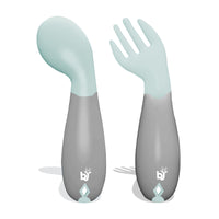 Babyjem Plastic Angled Fork & Spoon Set, 6+ Months, Green