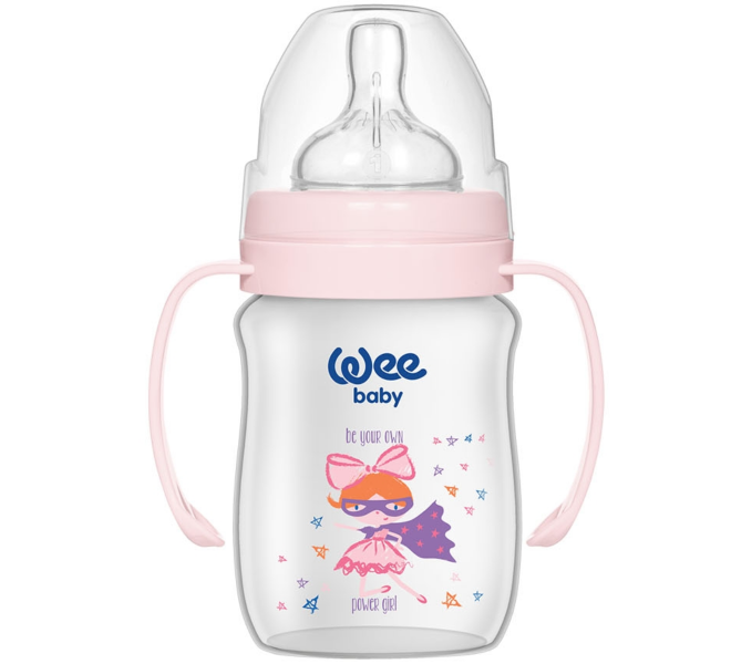 wee-baby-classic-plus-wide-neck-pp-bottle-with-grip-150-ml-assorted-design