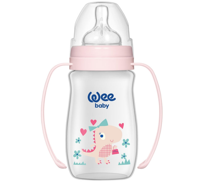 Wee Baby Classic Plus Wide Neck PP Bottle with Grip 250 ml Assorted Design