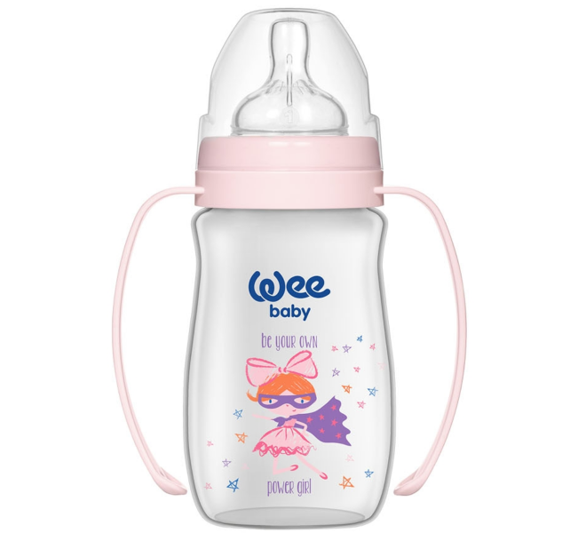 Wee Baby Classic Plus Wide Neck PP Bottle with Grip 250 ml Assorted Design