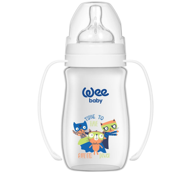 Wee Baby Classic Plus Wide Neck PP Bottle with Grip 250 ml Assorted Design