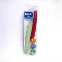 Wee Baby Double Set of Feeding Spoon Silicone Tip 6 Month+ Green & Red