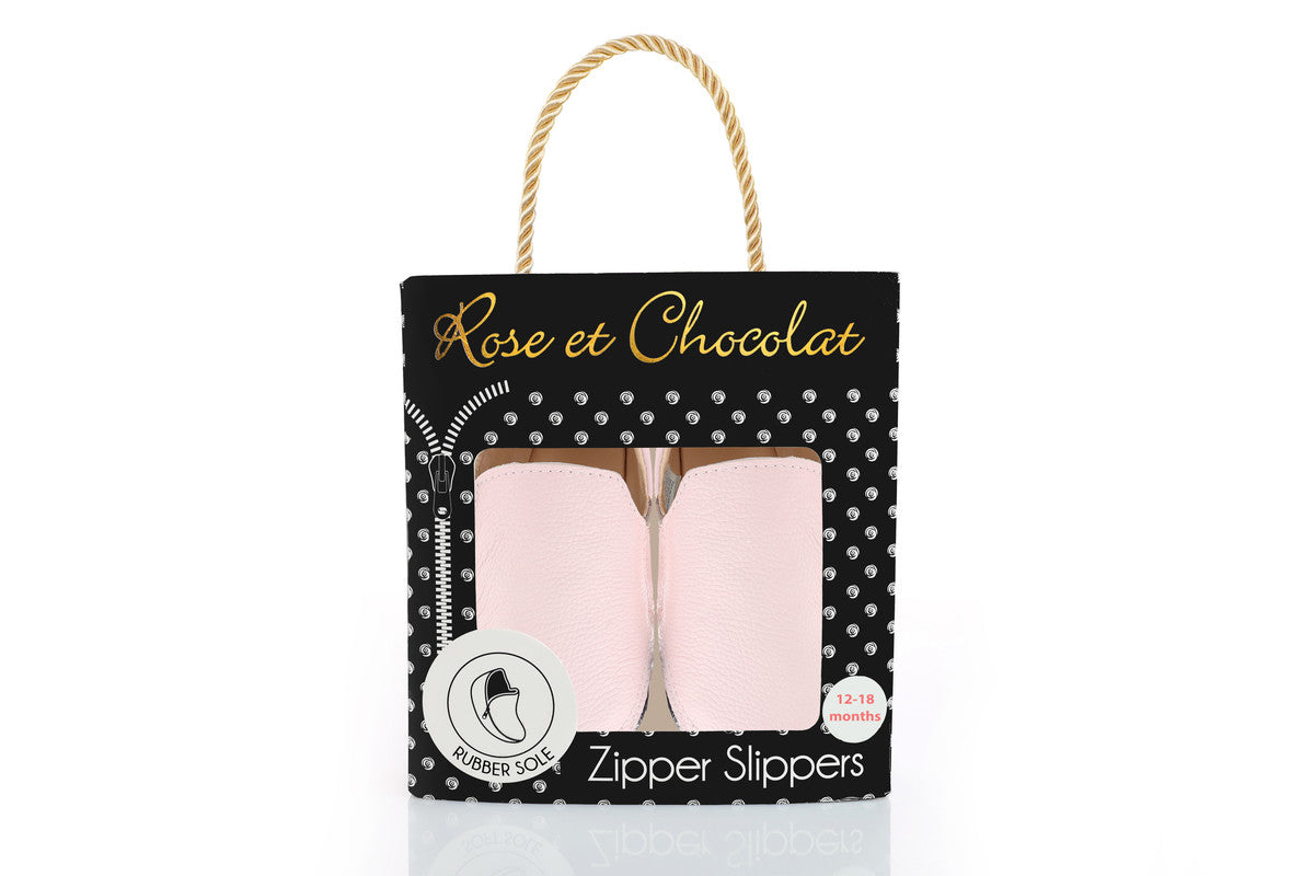 Rose et Chocolat Zipper Rubber Soles Shoes Light Pink