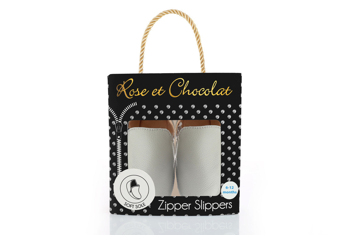 Rose et Chocolat Zipper Soft Soles Shoes Grey