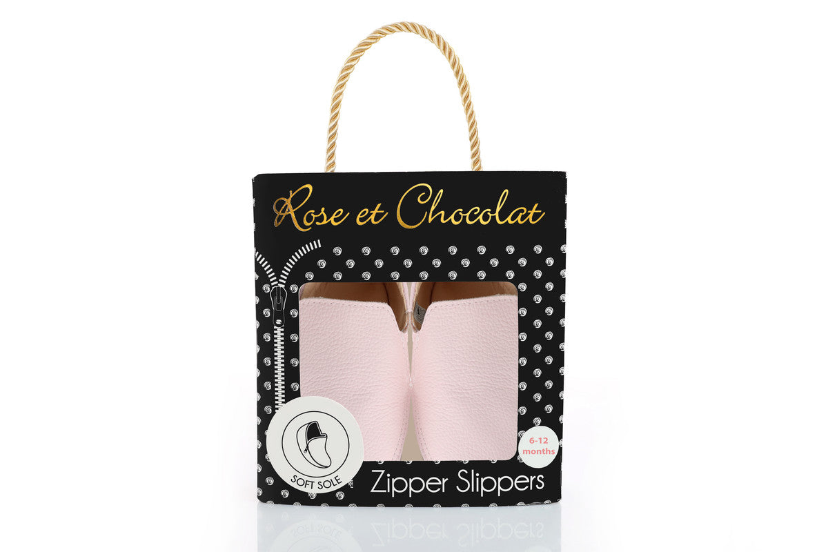 Rose et Chocolat Zipper Soft Soles Shoes Light Pink
